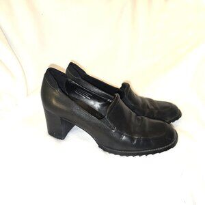 Aerosole Black Chunky Stack Heel Loafers Size 7.5